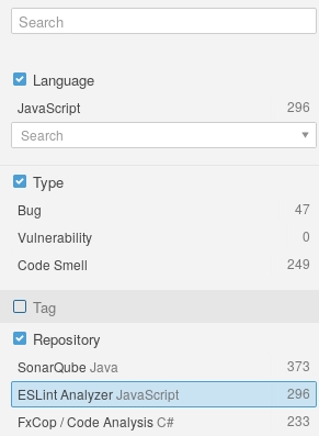 Enable the ESLint rules to your SonarQube profile