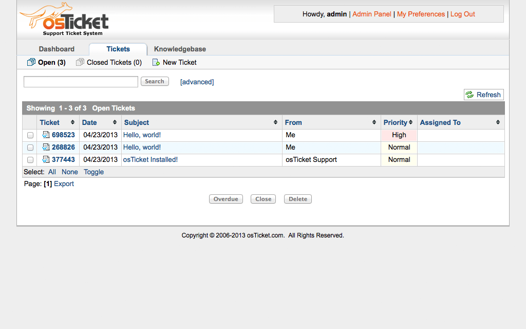 OSTicket screenshot