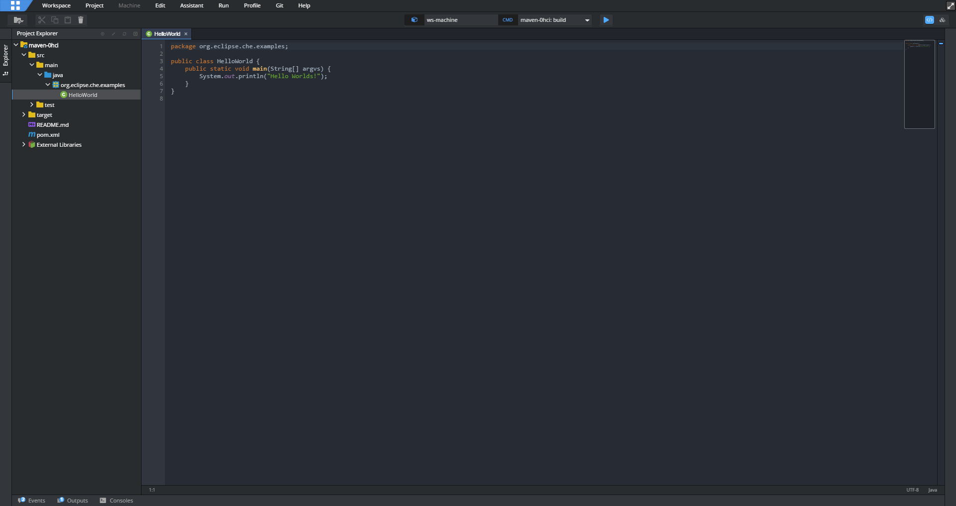 Eclipse CHE IDE Screenshot no Markers