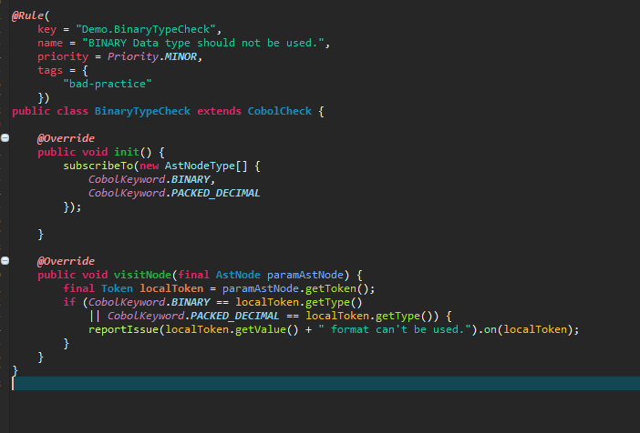 Cobol Custom Rule