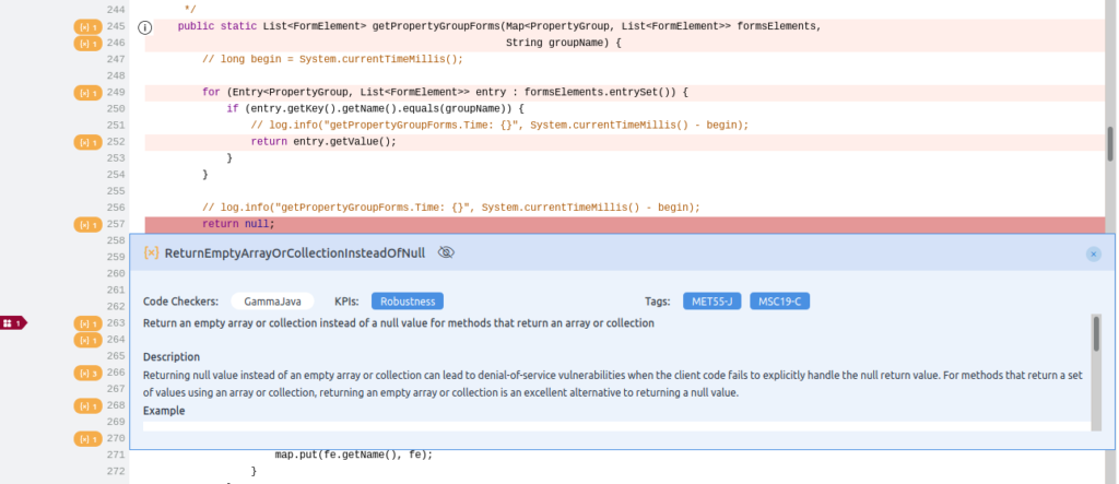 Null pointer management issues