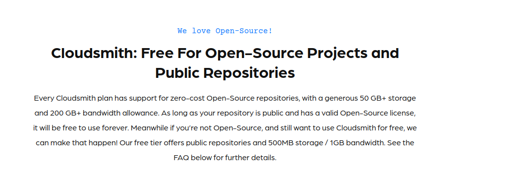 Cloudsmith Opensource offer