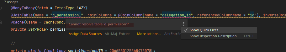 JPA Hint in Intellij IDEA