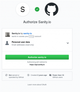 sanity / github login