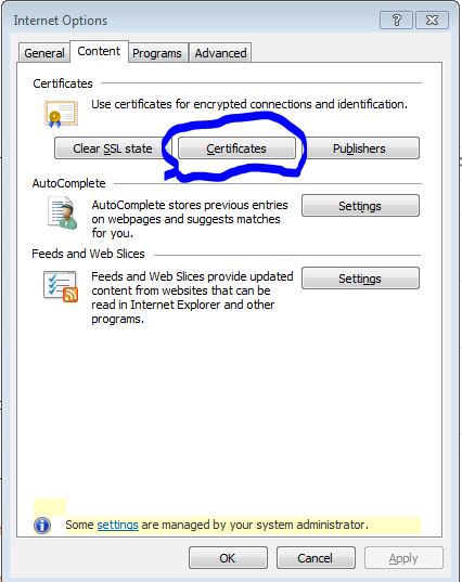 Internet Explorer access to certificates