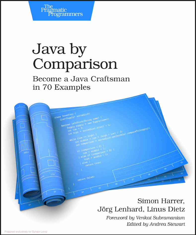 Book Review : Java by comparison,  how to improve your coding skills and produce quality code.